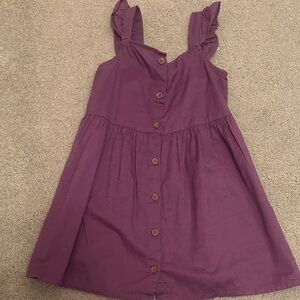 H&M Girls Plum Button-Front Sundress with Ruffle Straps
